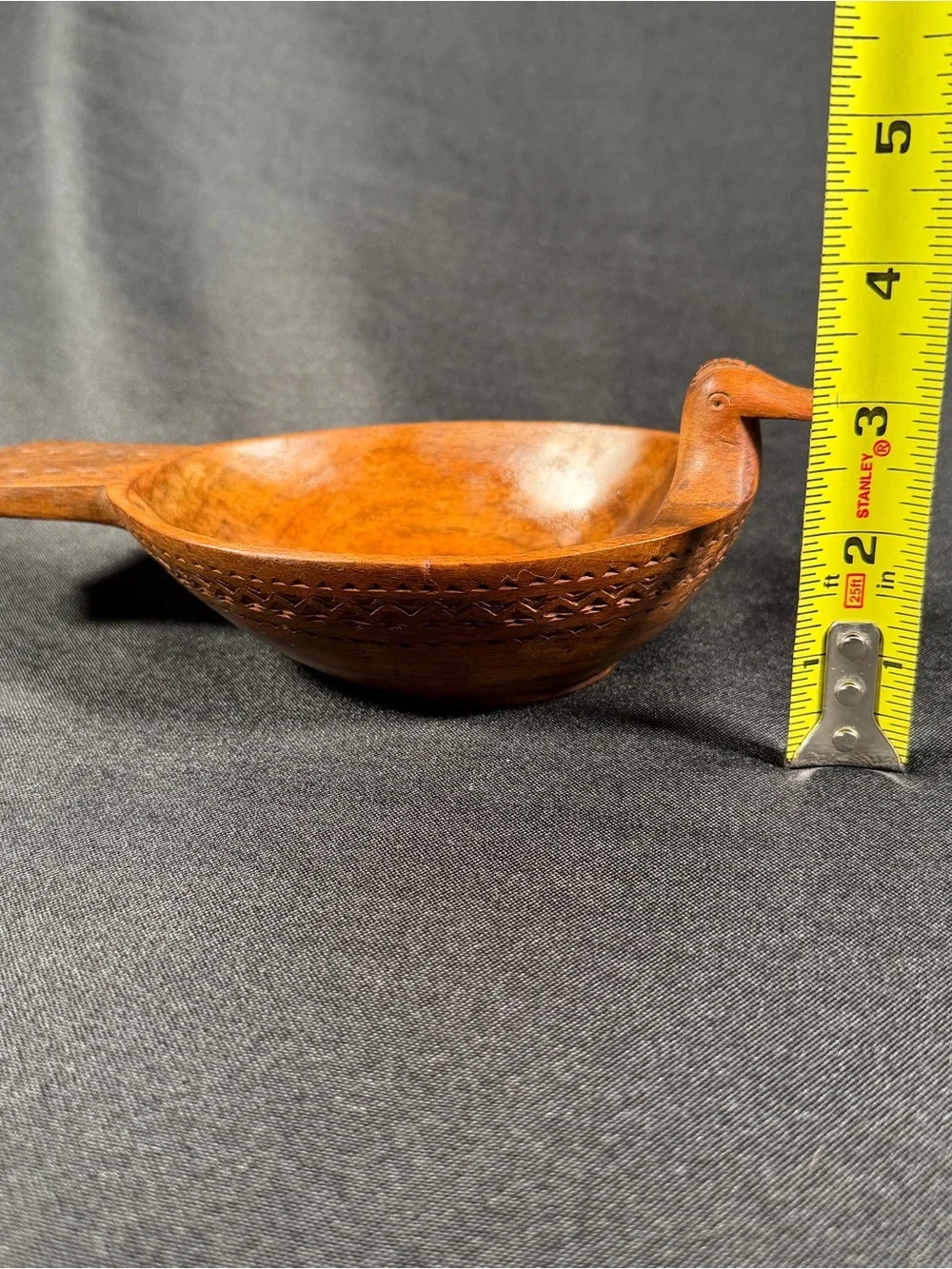 Hand-Carved Wooden Duck Bowl Mid Century Folk Art Yugoslavian Treen Tray
